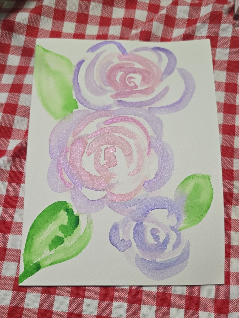 Hand-Painted Floral Watercolor Art Print in Purple and Pink CARD